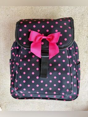 Black/Pink Polka Dot Backpack